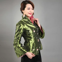 Oriental Women Retro Shirts Asymmetric Diagonal Placket with Chinese Style Buckle Design Tops Flower Embroidery Tunic Attire