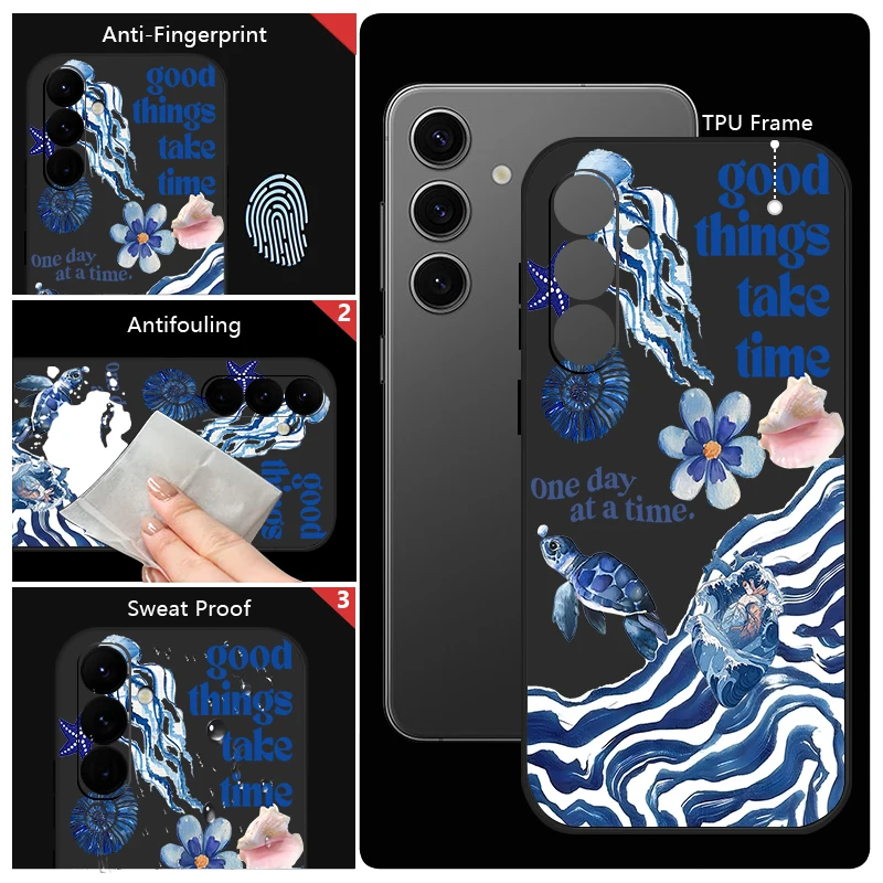 كول المحيط السلاحف تصميم قضية الهاتف لسامسونج غالاكسي A56 A17 A16 A36 A55 A54 A15 S25 S24 FE S22 S23 S24 الترا زائد غطاء من البولي يوريثان #6