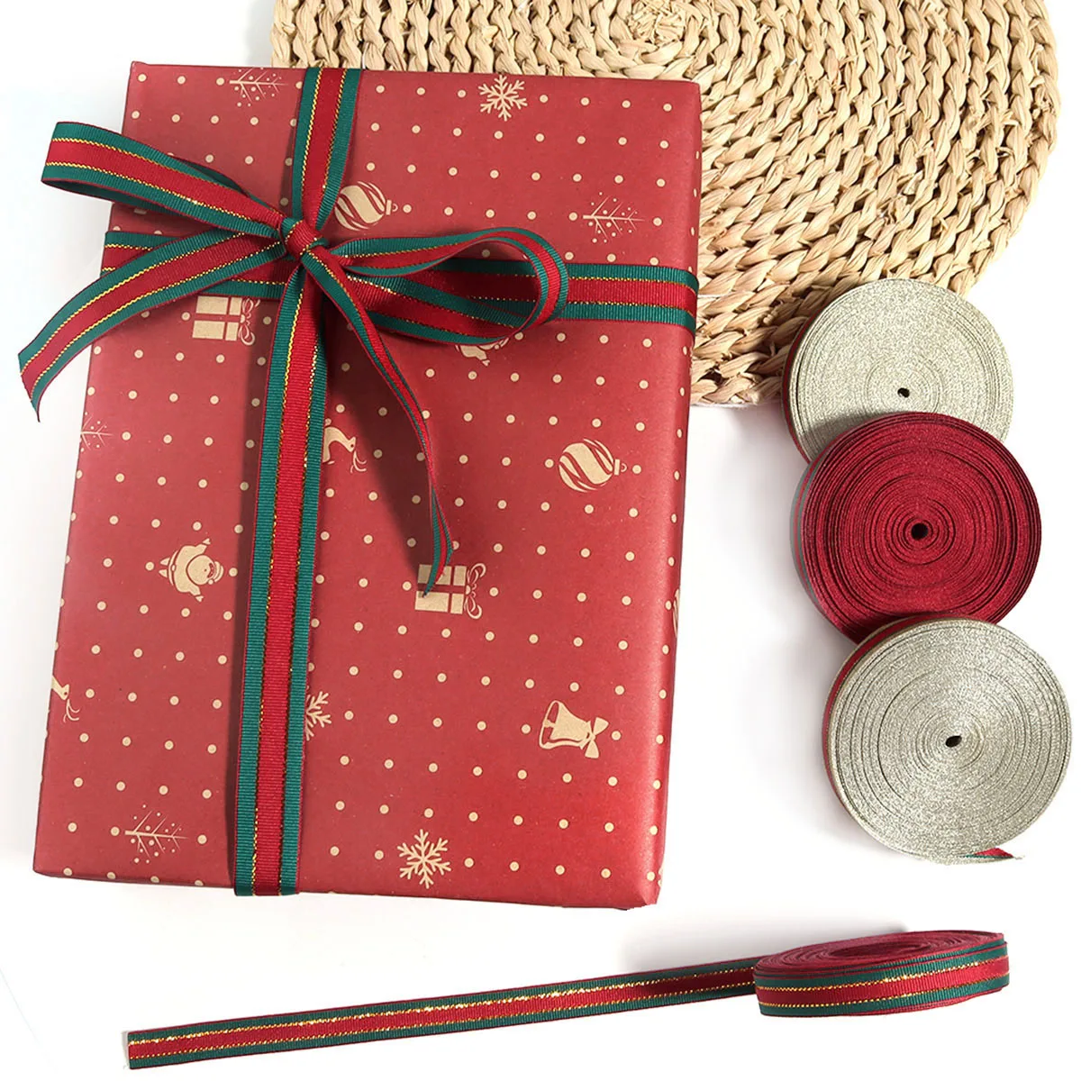 5/10yards 10-38mm Christmas Ribbon Printed Christmas Polyester Ribbon For Handmade Design Christmas Decoration Gift Packing