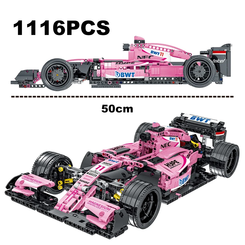 Technical Formula 1 Pink F1 Supercar Race Car Model Building Blocks City Speed Champions Vehicle Kit Bricks Toy Gift For Kid Boy