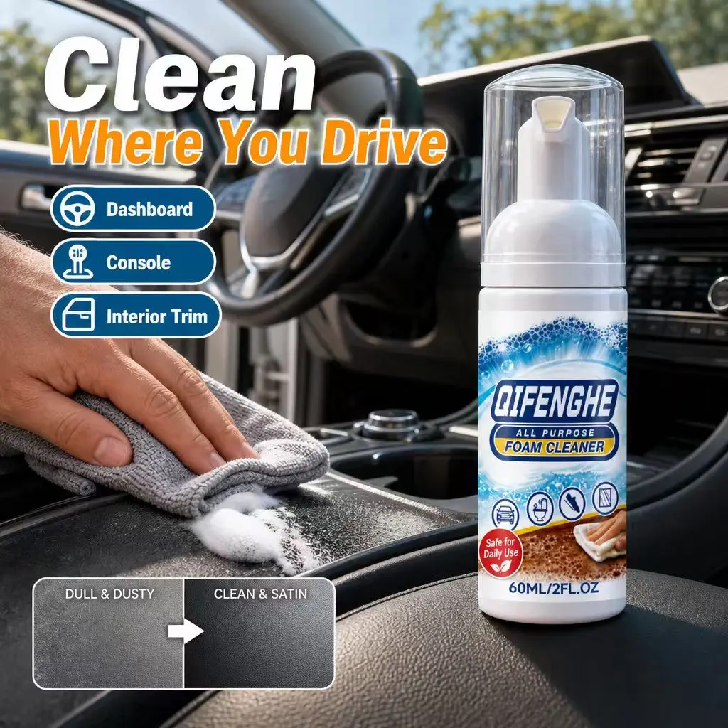 Car Interior Cleaning Foam 60ml All Purpose Deep Clean Fresh Scent Dust Fingerprint Smudge Remover Safe for Daily Use