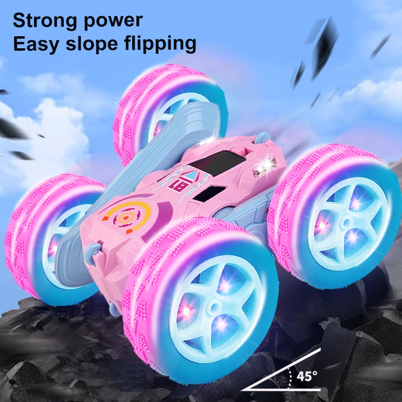 Lighting double-sided stunt car remote control car 360 degree high-speed rolling car 2.4G children's toy car RC car