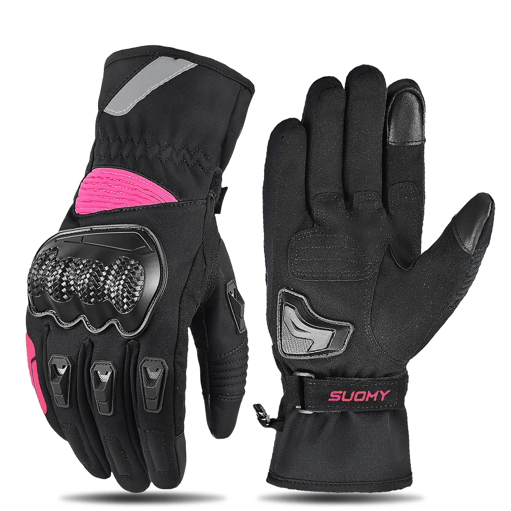 

New Design Lady Pink Motorcycle Warm Glove Waterproof Motocross Glove Anti-fall Anti-collision Motorbike Women Glove Touchscreen