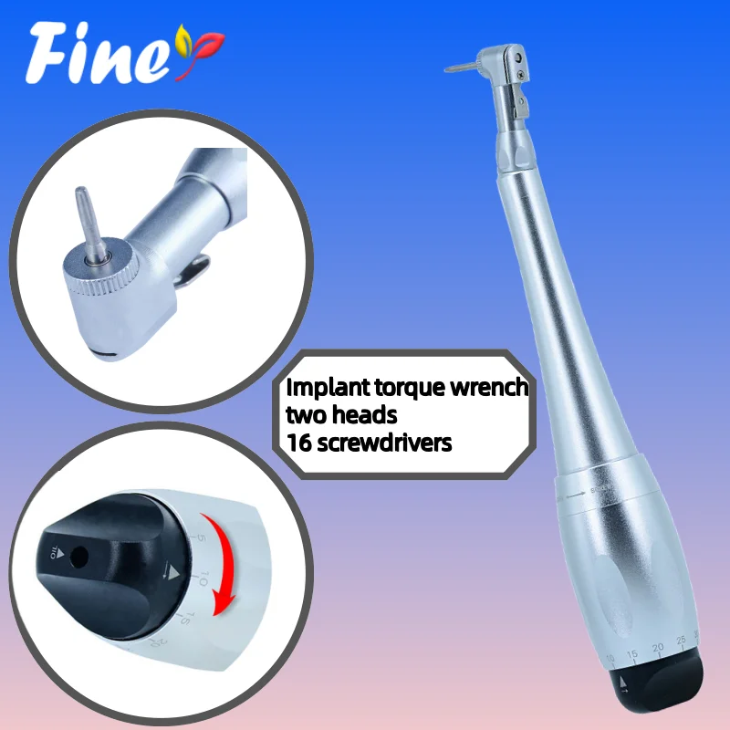 

Finer Dental Universal Implant Torque Wrench with16pcs Screw Drivers Dental Implant Torque Wrench Handpiece 2 Latch Heads