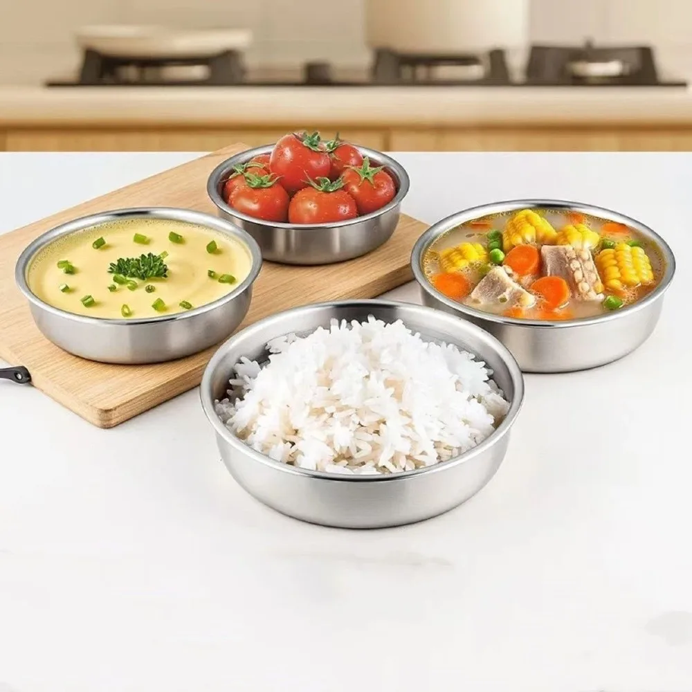 

Large Capacity Steamed Egg Bowl Fall-resistant Rust-proof Stainless Steel Bowl with Lids Nonstick Rice Bowl Kitchen Utensils