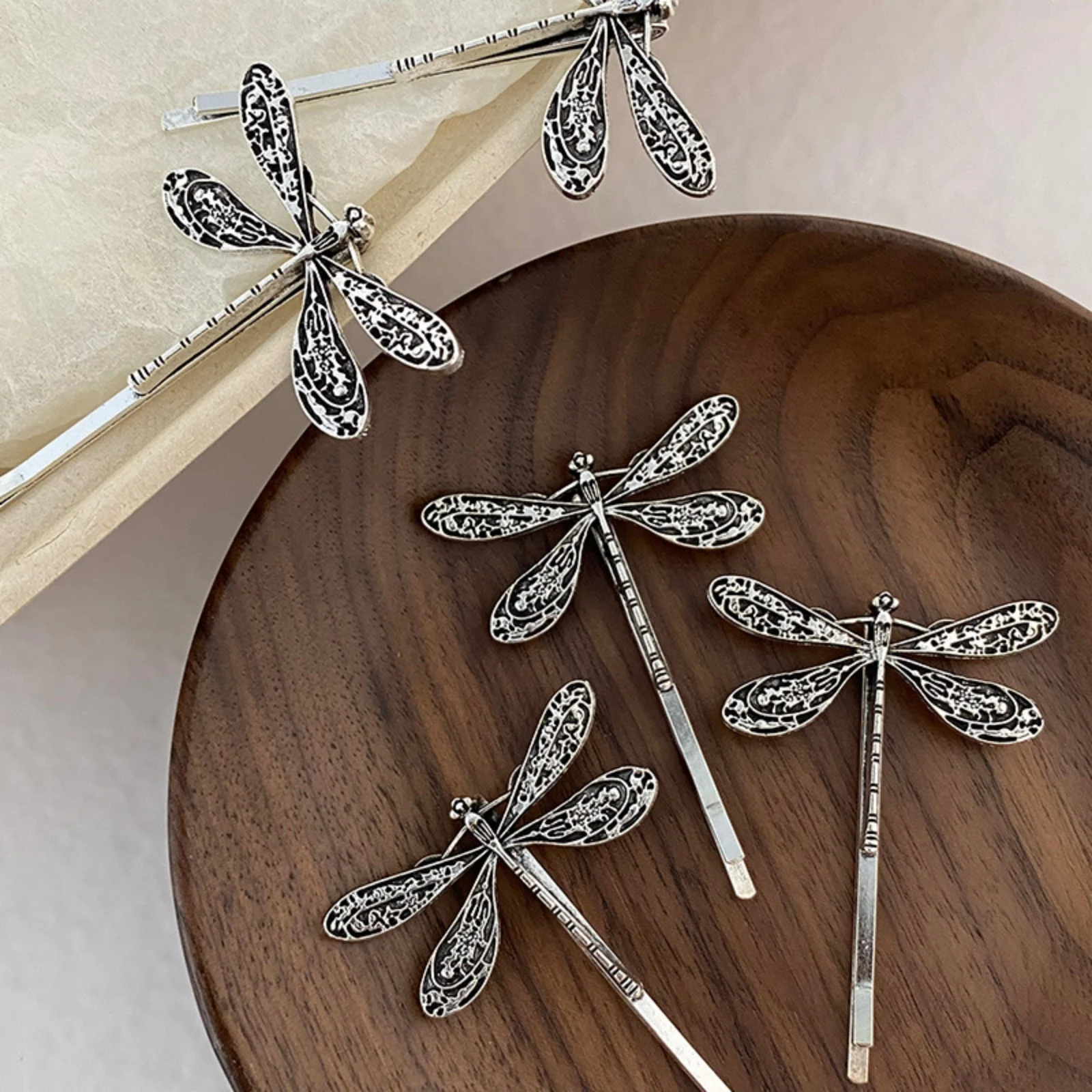 4PCS Libelle Haar Clip Messy Clip Einteilige Clip Vintage Karte Klammer Clip Seite Clip Haar Dekoration Kopfschmuck – Detail 3