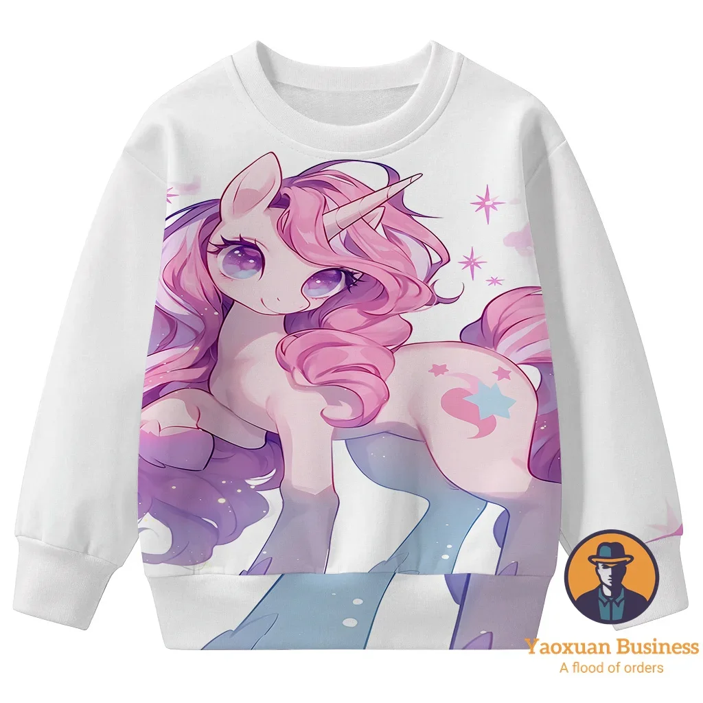 

2025 Hot Sale My Little Pony Children Boys Girls 3D Printed Cartoon Crew Neck Sweatshirt Cute Warm Windproof Autumn Winter