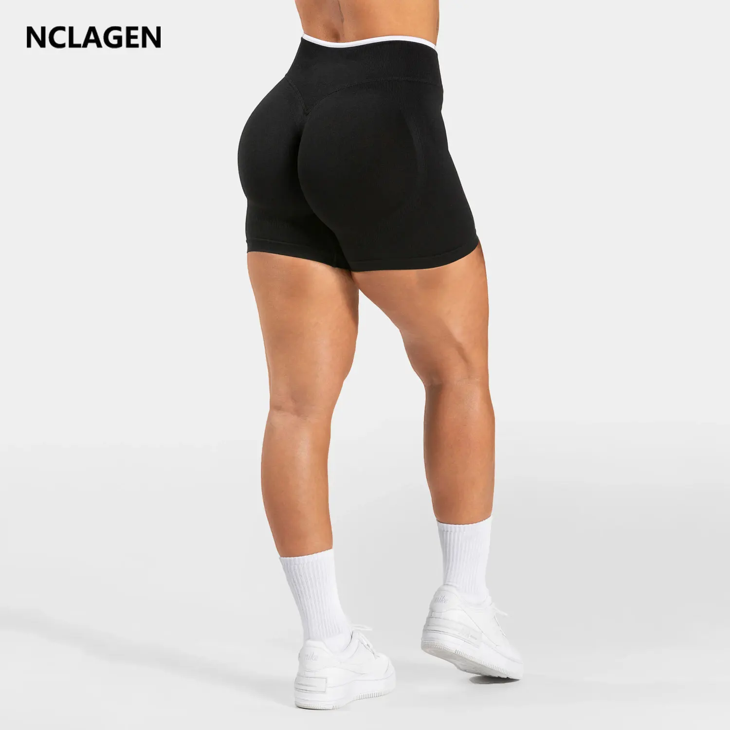 

NCLAGEN Women's Sports Shorts High Waist Scrunch Booty Seamless Leggings Squat Proof Cycling Shorts Fitness Workout Yoga bottoms
