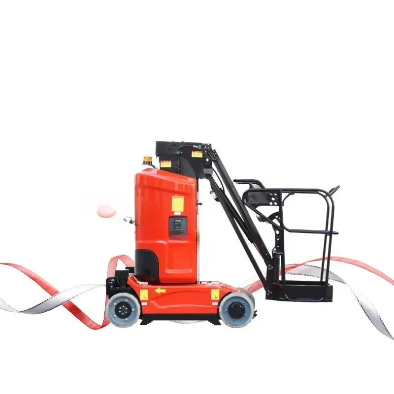 good  12M electric vertical mast lift with 3m articulated arm for wall-side work
