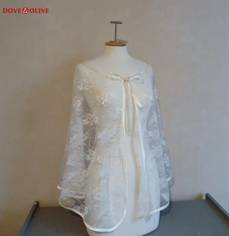 Laço de noiva marfim cabo champanhe capelet com fita longo casamento nupcial cobrir festa feminino jaqueta formal bolero