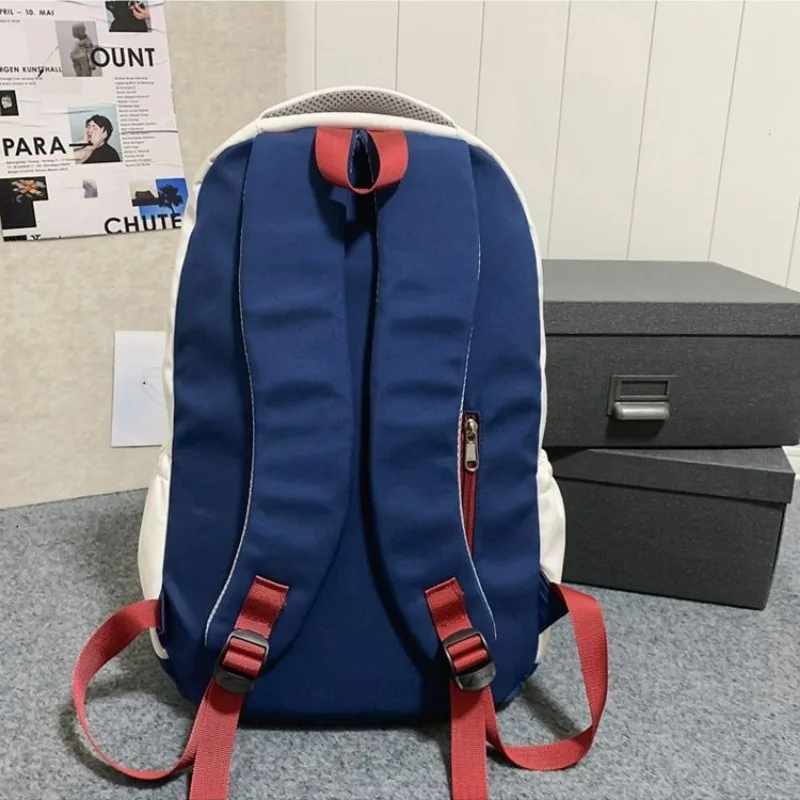 Contraste de grande capacidade cor vermelha mochila, mochila feminina, estudante do ensino médio, versátil e durável