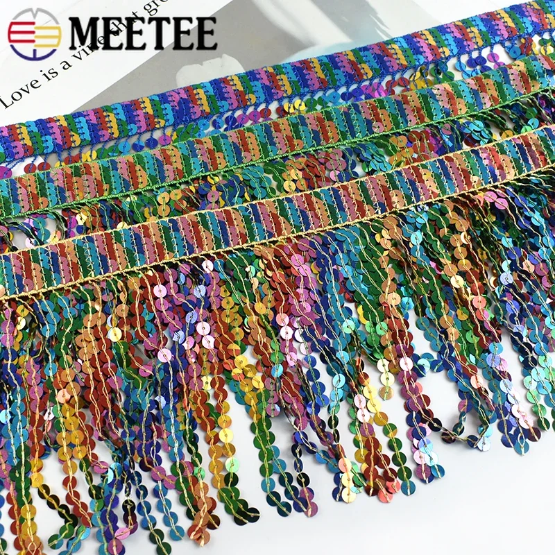 

2-10Yards Sequin Tassels Fringe for Curtains Lace Fringes Trim Latin Dress Decorative Trimmings Stitching DIY Sewing Accessories
