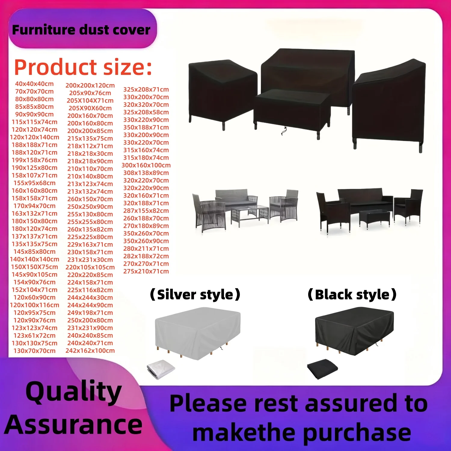 Funda para sofá de patio impermeable, con juego de fundas para mesa y sillas, para todo tipo de clima