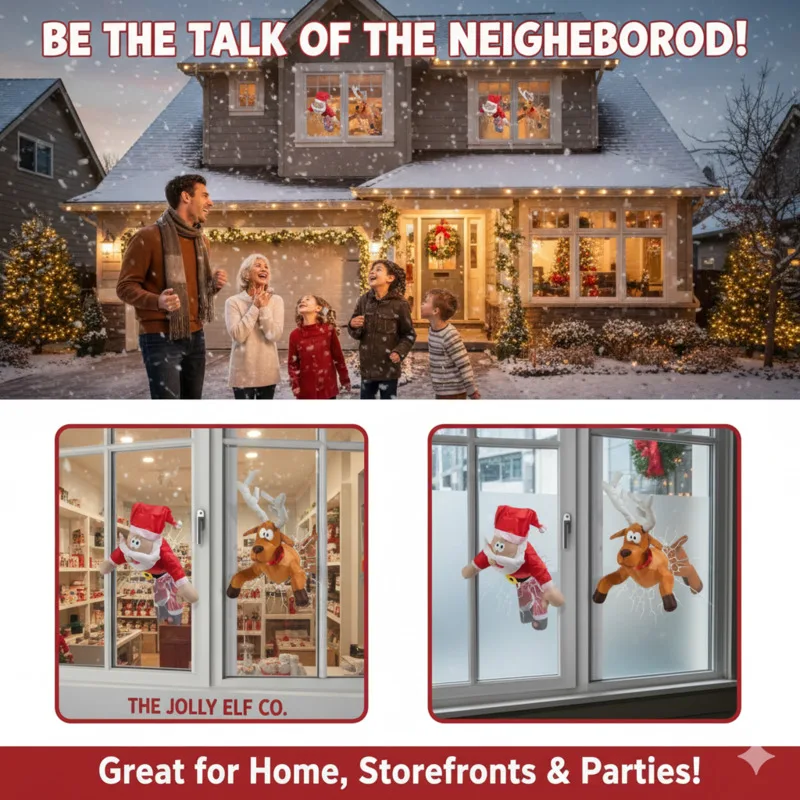 

Funny Santa Christmas Moving Window Reindeer Animated Figurine Smash Effect Ornament Holiday Santa Reindeer Decoration Gifts New