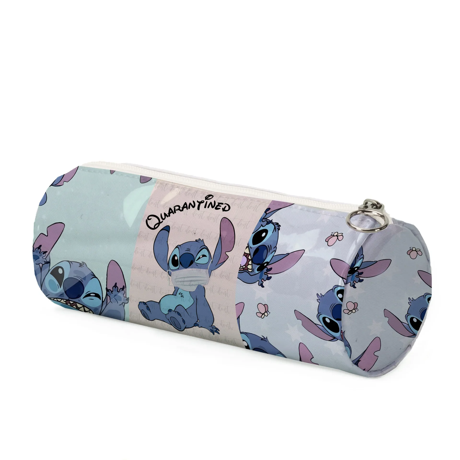 Desenhos animados Disney Stitch Pencil Case, Estudante cilíndrico Lápis Sacos, Saco de papelaria de armazenamento, Presentes infantis