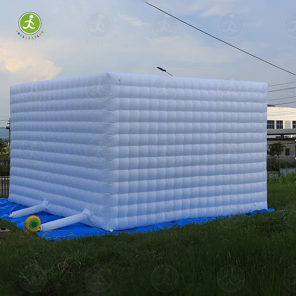 In stock at US warehouse! Large outdoor white LED inflatable tent with door for wedding party giant cube tent inflatable nightcl