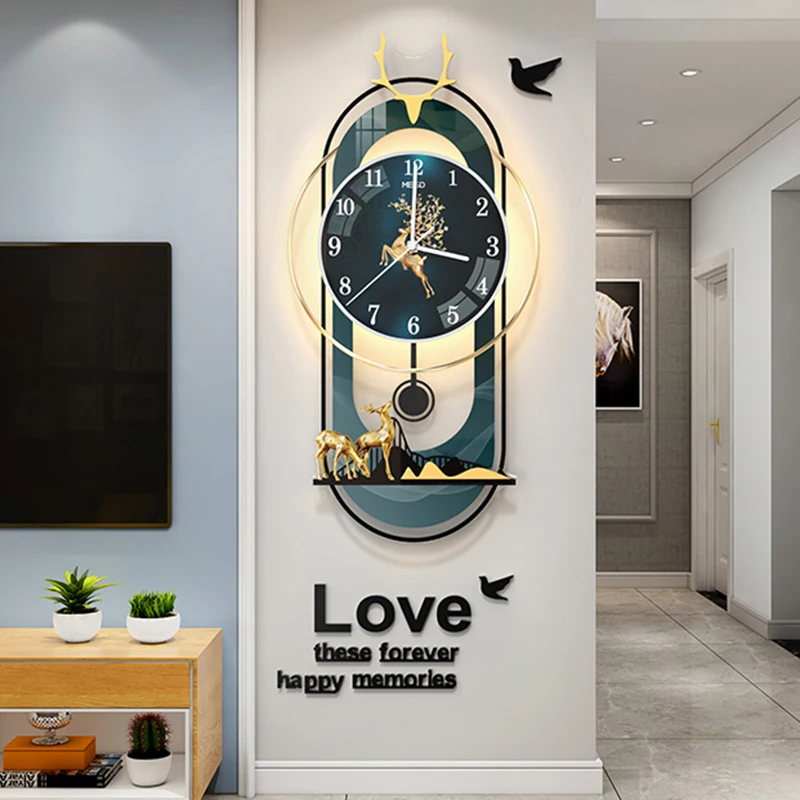 Living Room Wall Clocks Led Art Mural Luxury Mechanism Fashion Wall Watch Modern Design Nordic Reloj De Pared Home Decoration