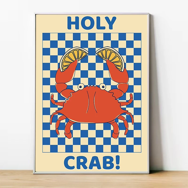 

Home Interior Decoration Room Decor Man Colorful Sardine Lobster Crab Fish Ocean Animal Poster Decorated Wall Pictures Art Mural