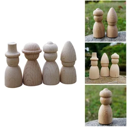 20pc Wooden Peg Doll Beech Unfinished Wood Shapes Morden Craft Wood Loose Parts DIY Accessories for Home Decoration