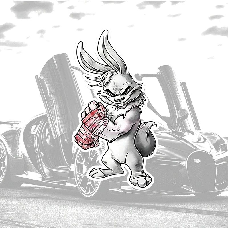 Angry Rabbit Boxing Car Sticker Waterproof Durable Auto Vinyl Decal