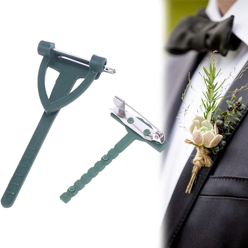 10Pcs DIY Art Plant Flower Brooch Holder Fixed Clip T Shape Triangle Pin Material Wedding Jewelry Making Supplies Accessories