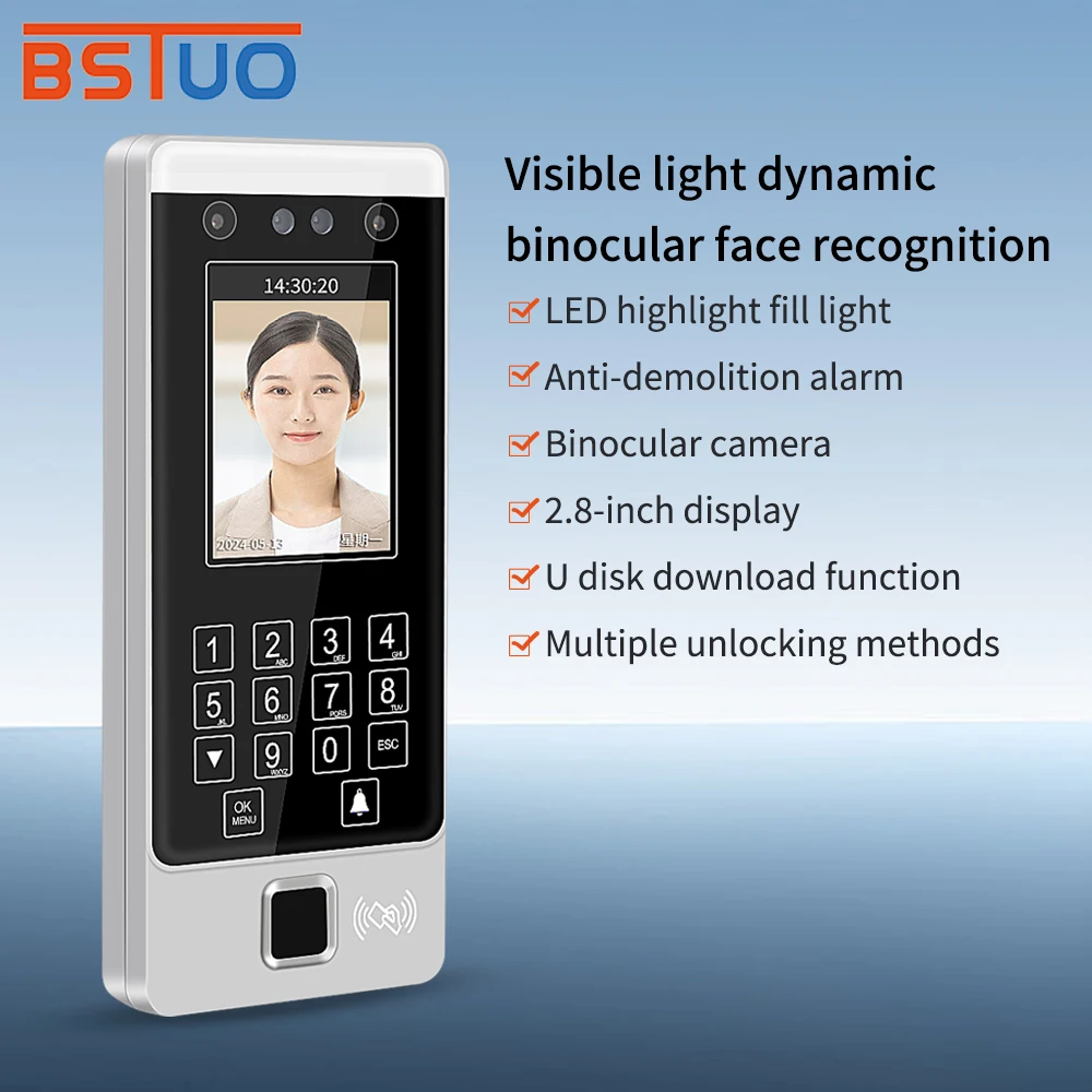 

Fingerprint Face Recognition Time Attendance Machine Password RFID Card with Color Screen Biometric Door Lock Staff Time Record