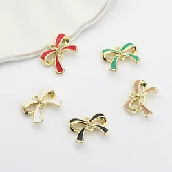 10PCS DIY Earring Connector Necklace Material Zinc Alloy Color Oil Drop Bow Handmade Pendant Accessories