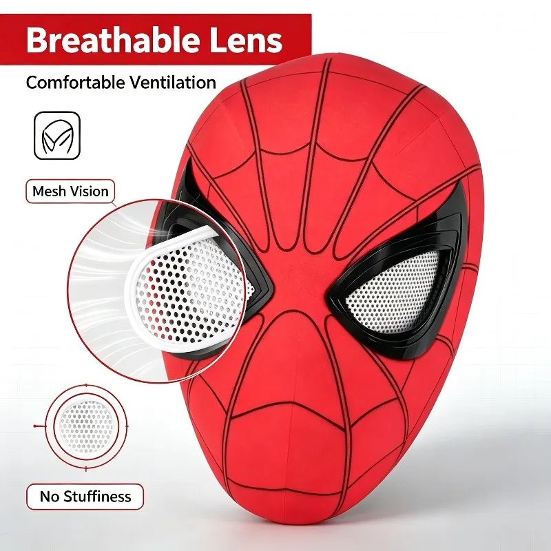 In Stock Miles Spider-Man 1:1 Scale Electronic Mask With Moving Glowing Eyes Ring Control Cosplay Toy Gift For Boys Gift view 4