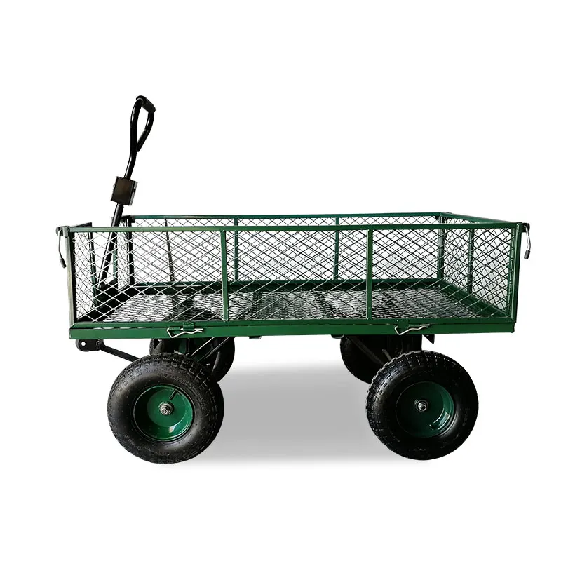 Four-wheeled flat trailer foldable truck with frame household trolley flower stall trolley