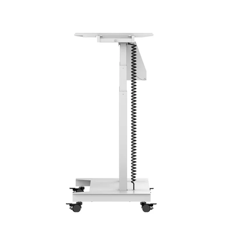 White TV Cart for 52-100 Inch LCD Stand Mobile Lift Fliple Mechanism Motorized Support for Home Smart TV