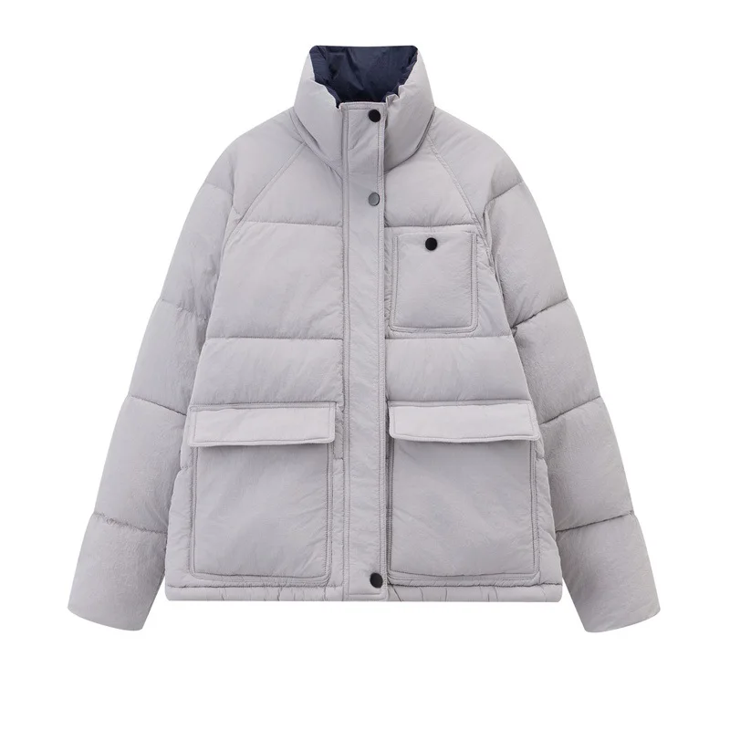 Autumn Winter Quilted Jacket Women Lightweight Parkas Warm Long Sleeve Single-breasted Coat Women\'s Clothing Trends Solid Pocket