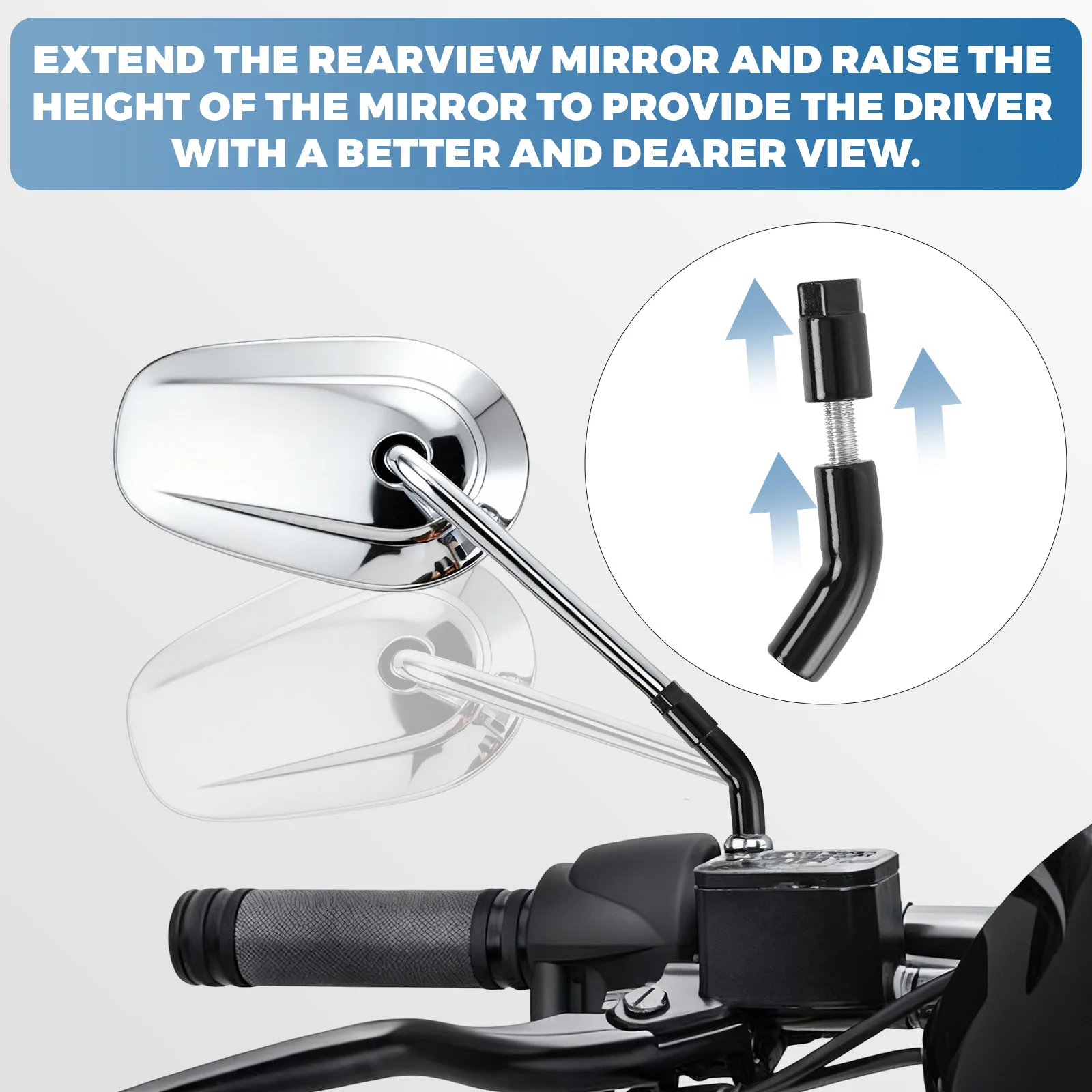 

2PCS Motorcycle Rearview Mirror Stem Extenders Adapter Metal Black For Harley Sportster X883 1200 Iron 883 Motocross Parts