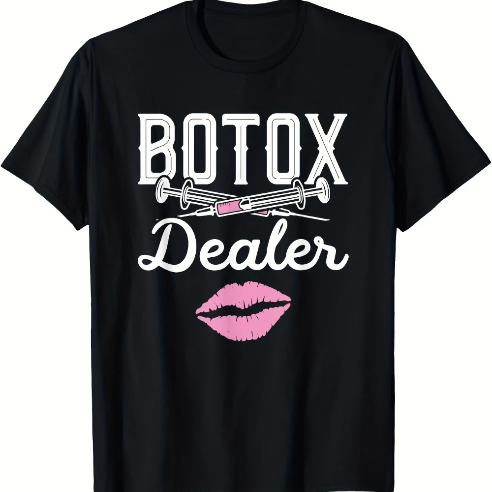 Top PickLocalBotox Dealer Graphic T-Shirt for Plastic Surgery Cosmetic Nurse Injector Black Lips Men's T-shirts for Summer
