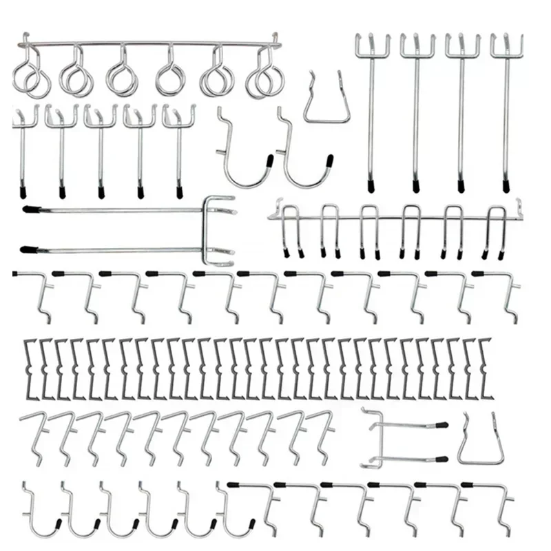 81 ชิ้นตะขออเนกประสงค์ Assortment Heavy Duty Peg Hook องค์กร Wall Storage Shed เครื่องมือ Organizer ผู้ถือเครื่องมือผนังโรงรถ