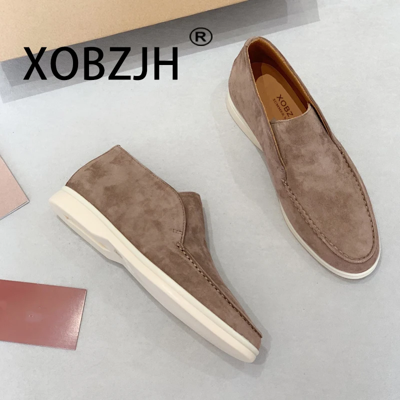 High Top Nude Casual Men 2024 Kid mocassini in pelle scamosciata donna scarpe basse donna Slip On Ladies driving lazy Winter Open Walk Shoes