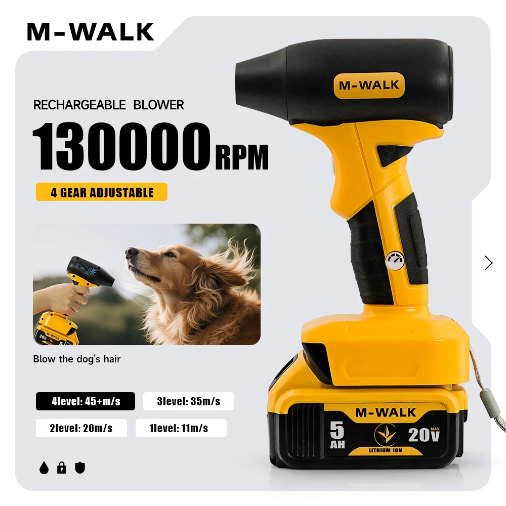M‑WALK 130000RPM Brushless Cordless Turbo Air Blower Handheld Electric Leaf Blower Garden Dust Cleaning Fit Makita 18V Battery