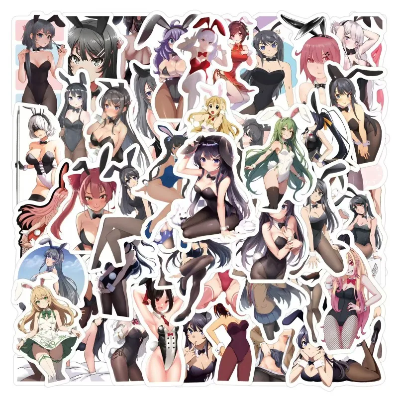 

60/30/10PCS Sakurajima Mai Popular Anime Two-dimensional Bunny Girl Sexy Graffiti Notebook Suitcase Helmet Water Cup Sticker