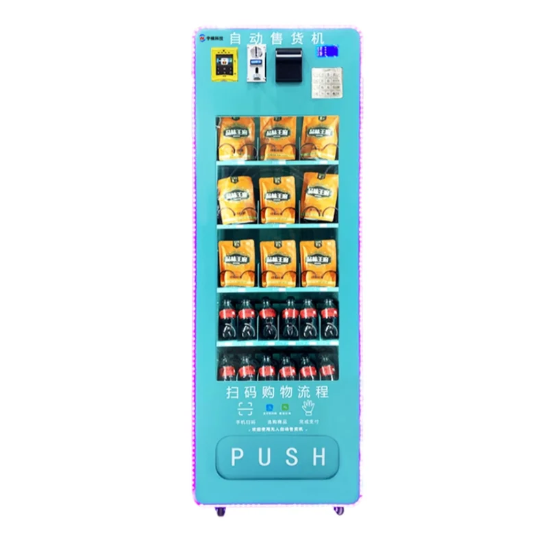 Máquina expendedora de autoservicio de código de escaneo de cambio de monedas, máquina expendedora de bebidas y aperitivos