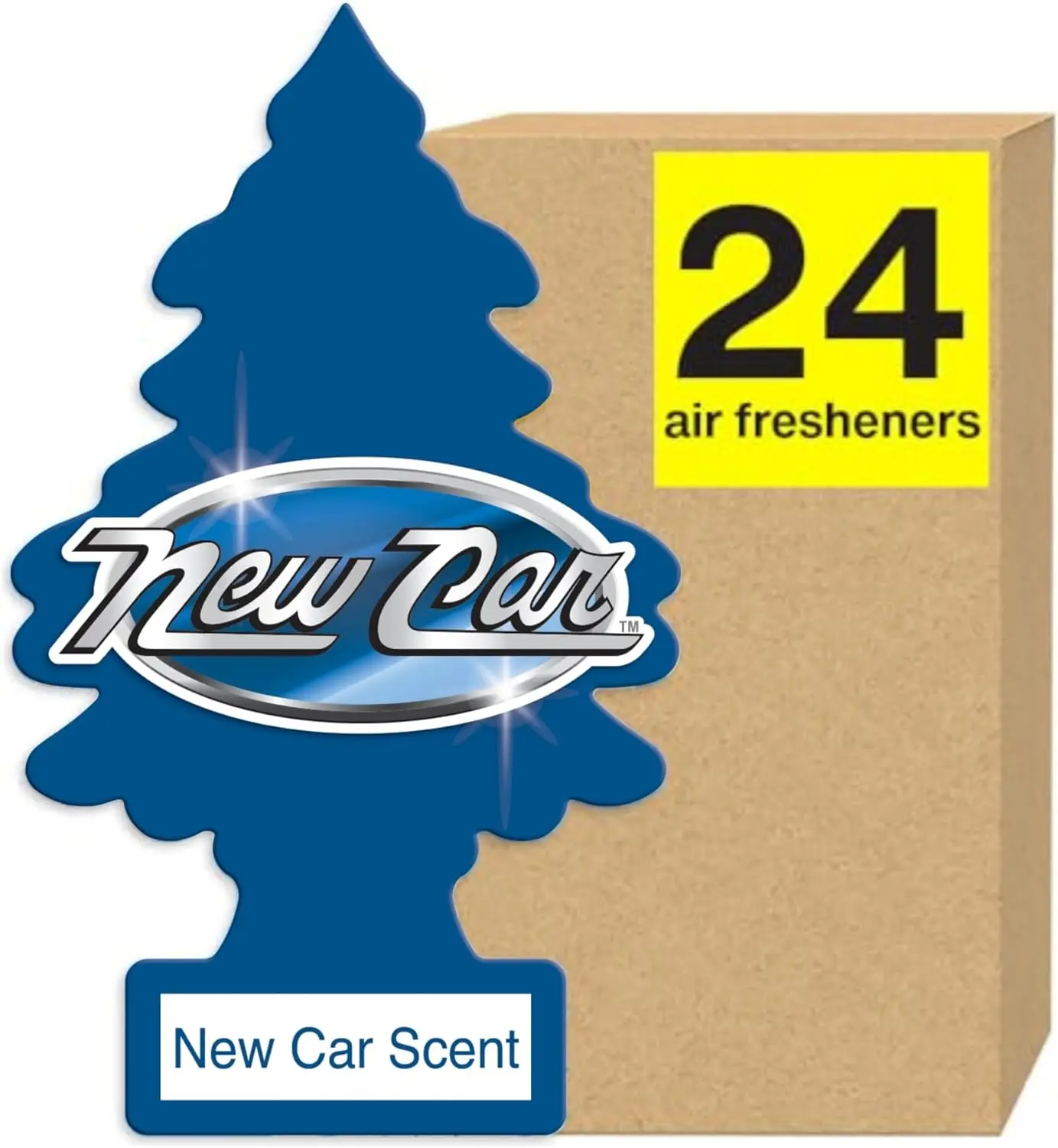 Ambientador para Auto Little Trees con Aroma a Auto Nuevo (Paquete de 24) Eliminador de Olores Duradero para Vehículos