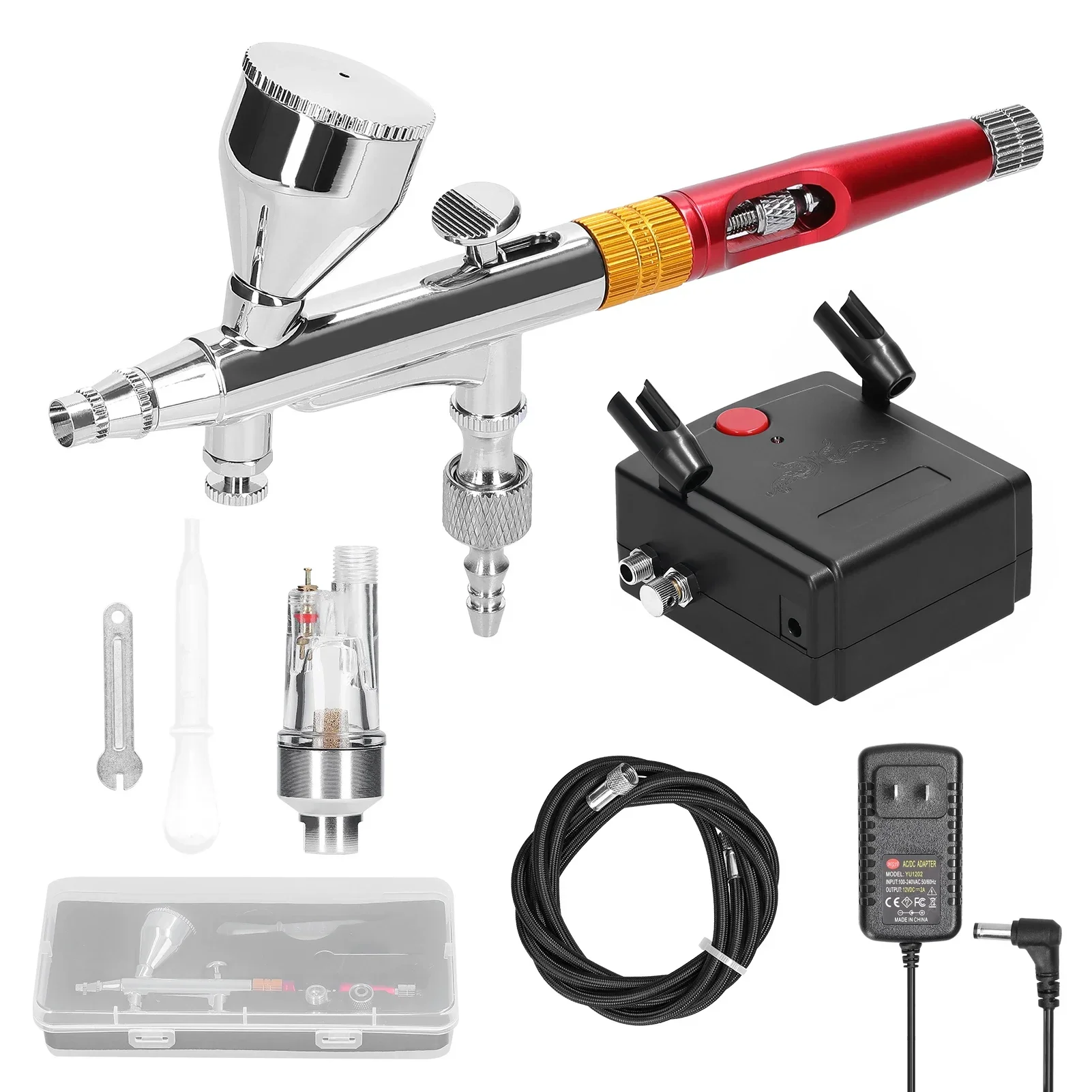 Multi-purpose 0.3mm Airbrush Air Compressor Kit 20-35PSI Airbrush Pen Air Pump Set for Model Making DIY Art Painting