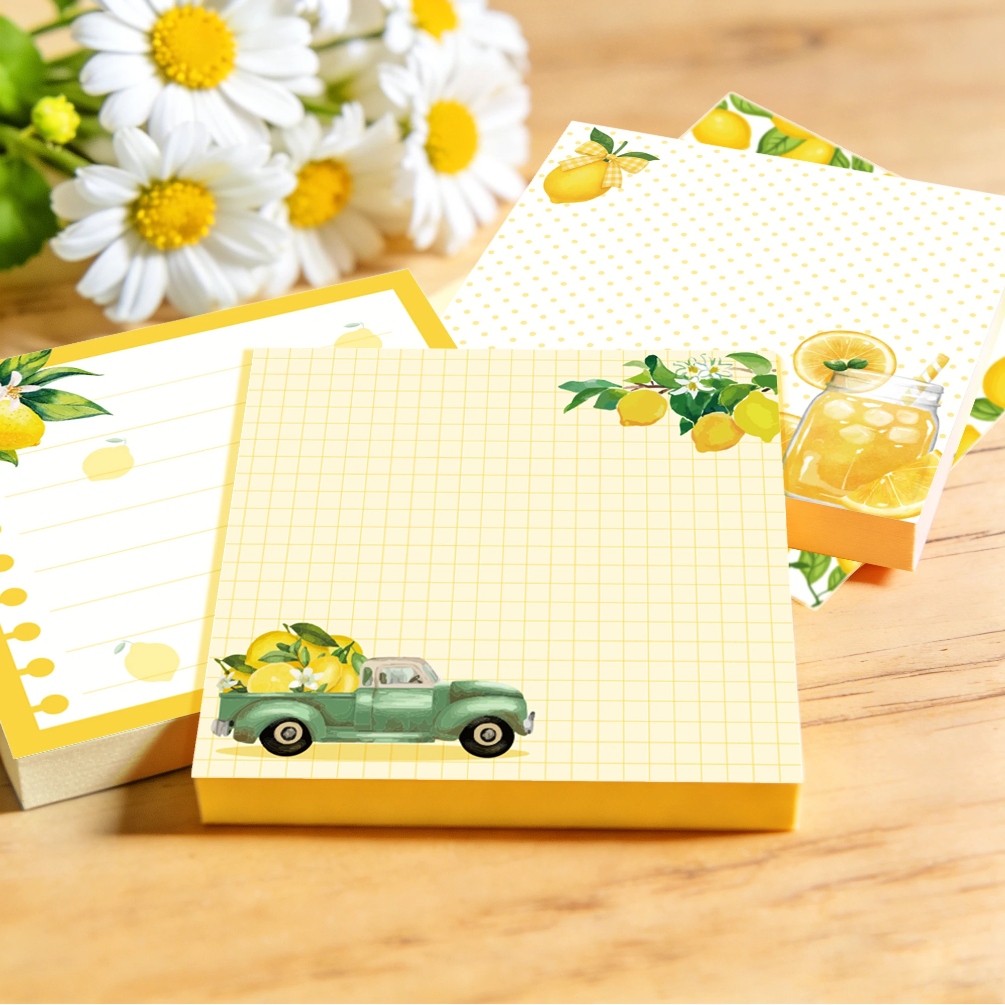 12/24/36pcs Lemon Theme Sticky Notes Set,Self-Stick Lemon Notes Pads,Refrigerator Memo Pads for Home Office Gifts Supplies