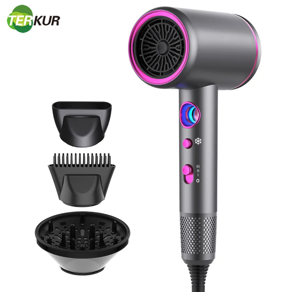 

2400W Hair Dryer Hot and Cold Wind with Diffuser Conditioning Powerful Blower Heat Constant Temperature Blowdryer Dry Quickly