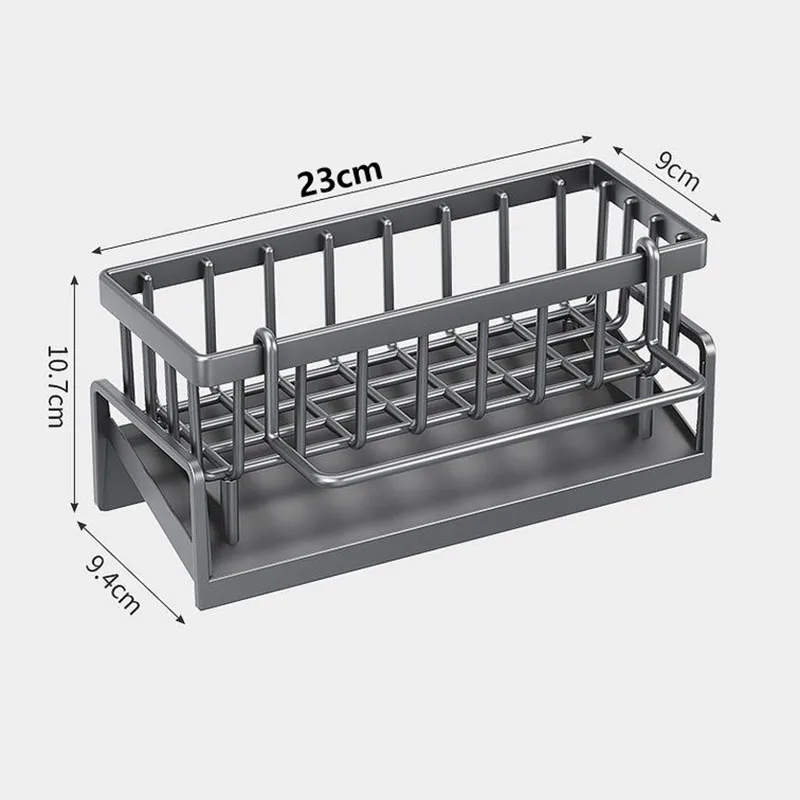 Organizer per scolapiatti per lavello da cucina ripiano per lavello autosvuotante in acciaio inossidabile supporto per spugna per sapone cestello