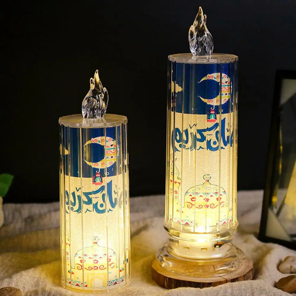 Luz de vela de Ramadán Menorah, lámpara de luna de estrella, funciona con pilas, elegante pantalla, lámpara de mesa para Ramadán Eid para Ramadán