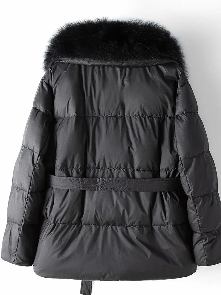 Imagem -04 - Jaqueta com Capuz para Mulheres Gola de Pele de Raposa Real Cabolsa Grosso e Quente Outwear de Luxo Parkas Soltas Femininas Novo Inverno 2023