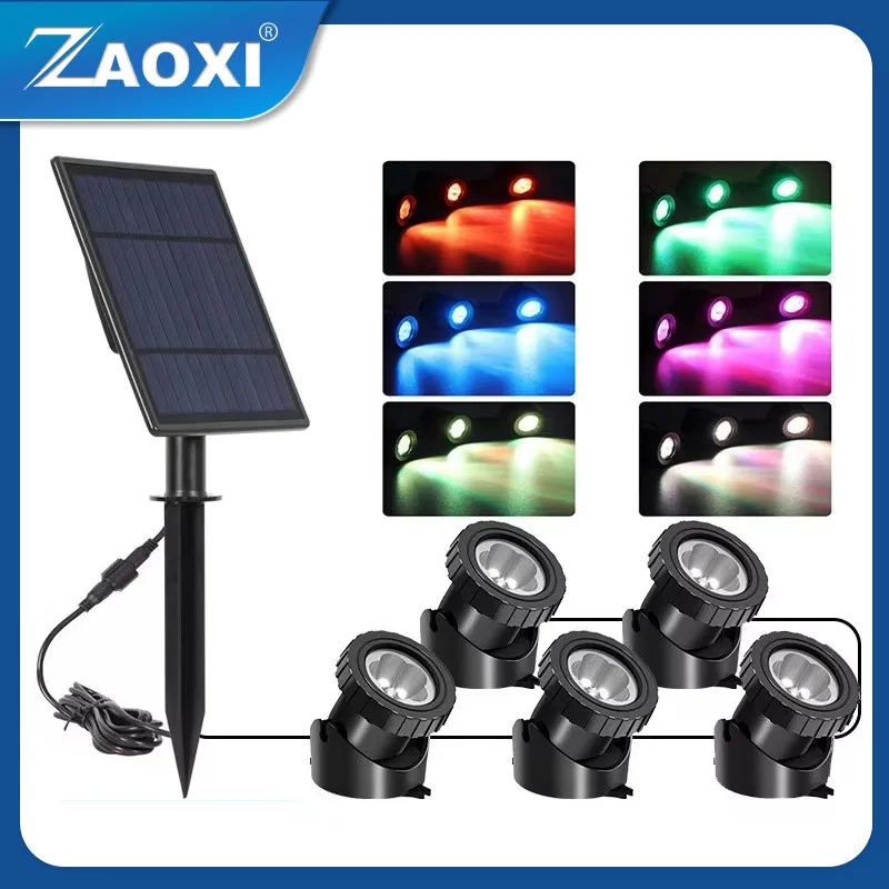 

3W/5W Solar Powered Underwater Lights Outdoor RGB Color Garden Courtyard Lawn Rockery Water Pool Fish Pond Underwater Spotlights