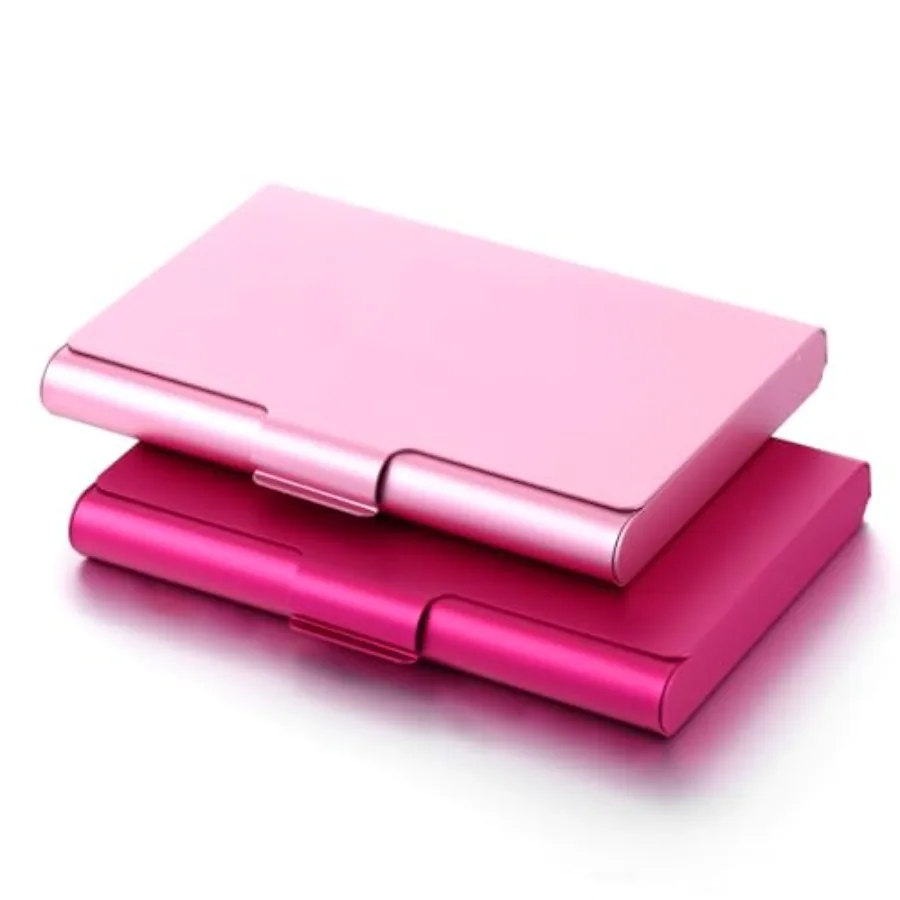 

2 Pack Business Card Holder Case, Aluminum Alloy Metal Business Card Case, Slim Flip Cover Professional Name Cit Cards Holder P