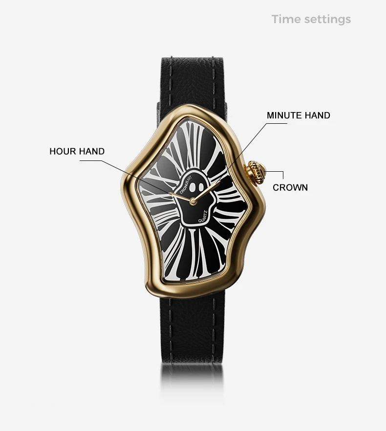 CRONUSART 여성용 쿼츠 시계, 여성용 손목시계, 불규칙한 케이스, 크리스탈 미러 두께 7.9mm, 28mm * 46mm