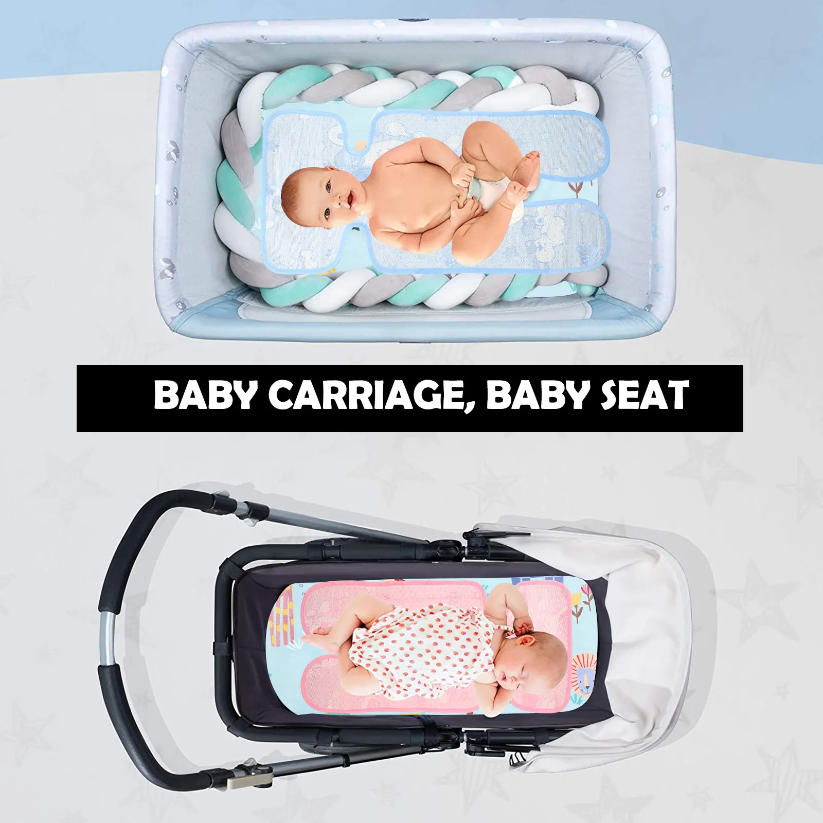 

2pcs Summer Stroller Mat Baby Seat Carriage Dining Chair Pad Infants Car Seat Sleeping Non Woven Material Comfortable Dry