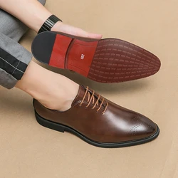 Men Classic Formal Shoes Black Brown Office Business High Quality Block Shoes Pointed Wedding Party Versatile Shoes Size 38-46
